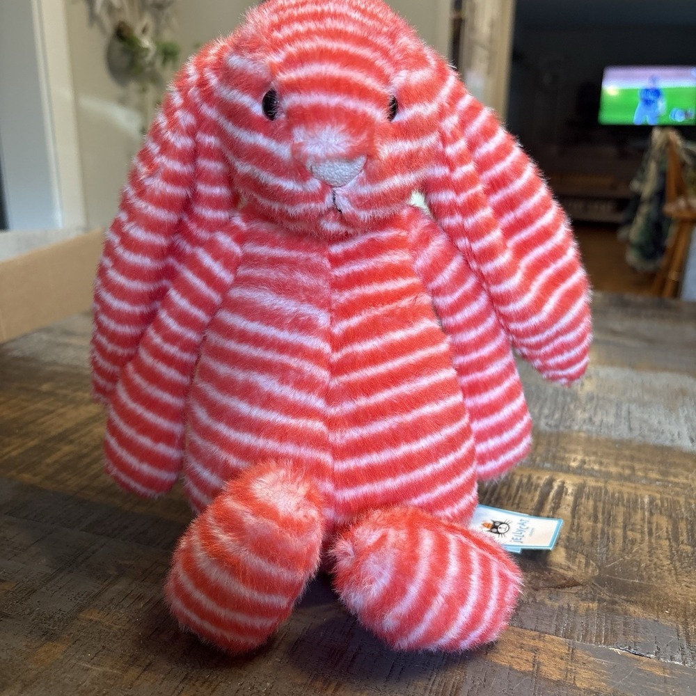 Jellycat BAS3EV Medium Bashful Evey Bunny Brand New Retired Striped Rare